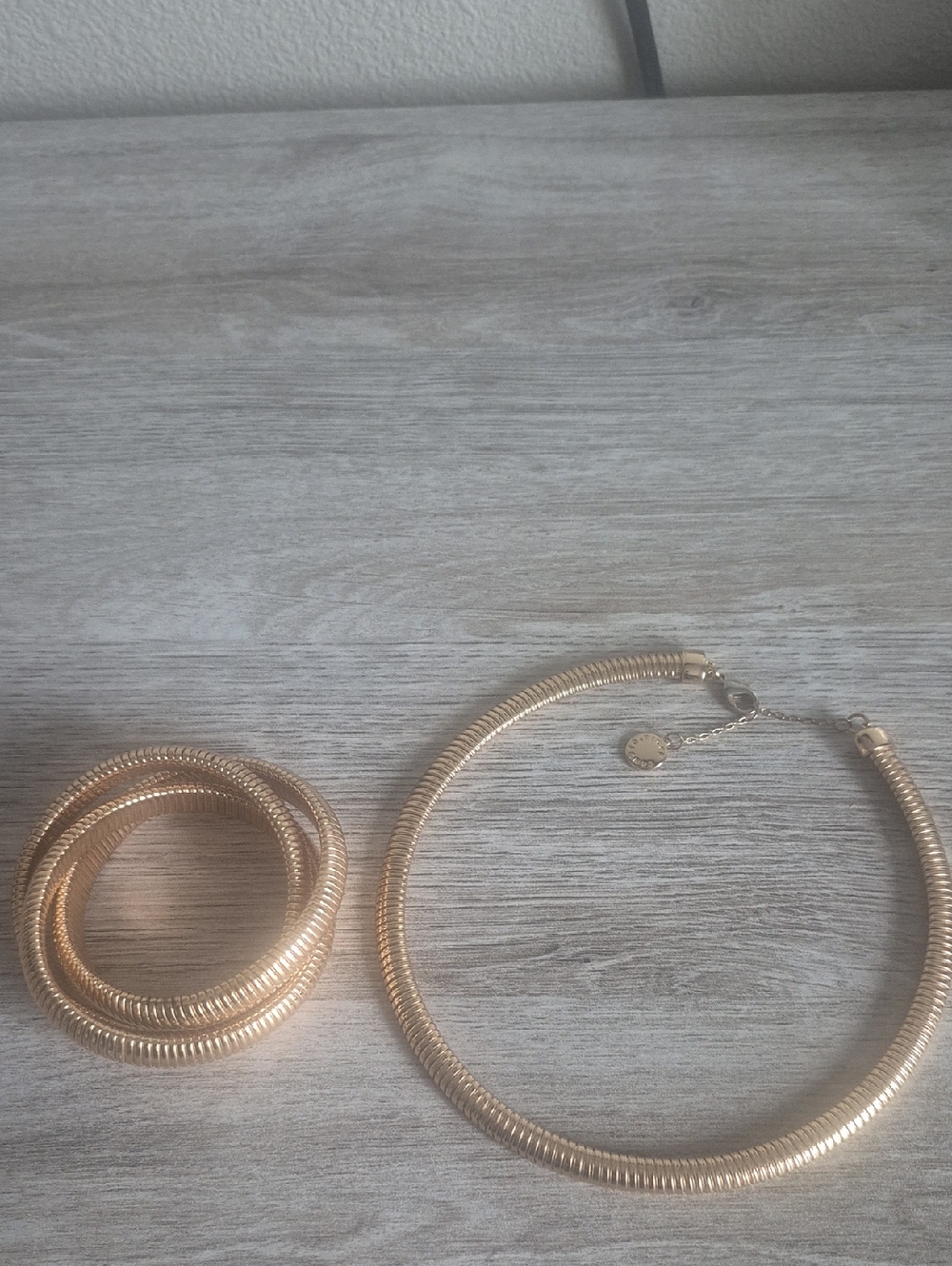 Gold-Tone Coil Necklace and Bracelet Set - Women Jewelry
